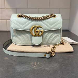 Gucci GG Small Marmont Bag Pastel Green Gold Hardware